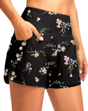 G Gradual Women's 3" High Waisted Swim Board Shorts with Pockets Quick Dry Swimsuit Bottoms Bathing Suit for Women with Liner