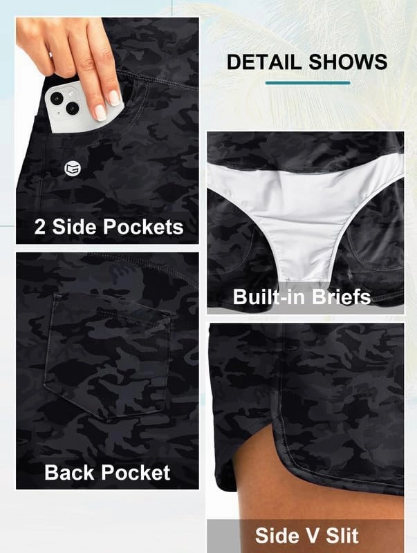 G Gradual Women's 3" High Waisted Swim Board Shorts with Pockets Quick Dry Swimsuit Bottoms Bathing Suit for Women with Liner