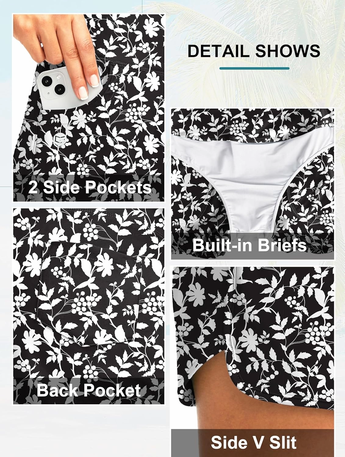 G Gradual Women's 3" High Waisted Swim Board Shorts with Pockets Quick Dry Swimsuit Bottoms Bathing Suit for Women with Liner
