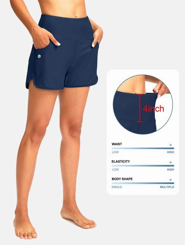 G Gradual Women's 3" High Waisted Swim Board Shorts with Pockets Quick Dry Swimsuit Bottoms Bathing Suit for Women with Liner