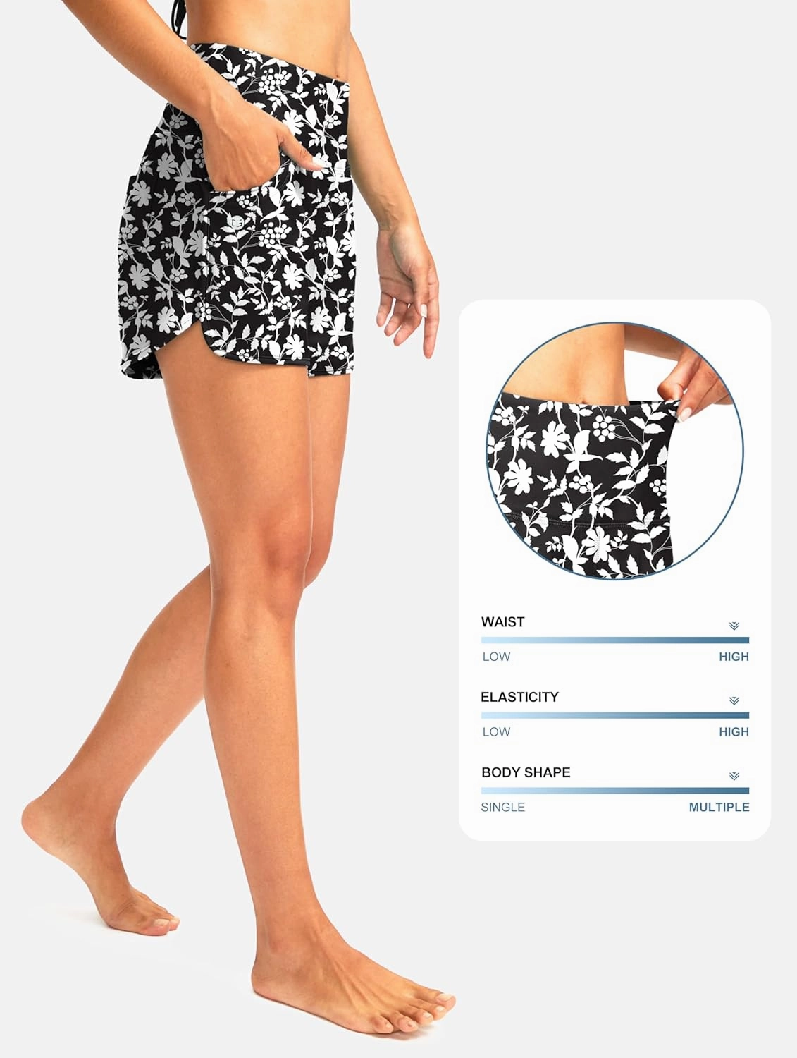 G Gradual Women's 3" High Waisted Swim Board Shorts with Pockets Quick Dry Swimsuit Bottoms Bathing Suit for Women with Liner