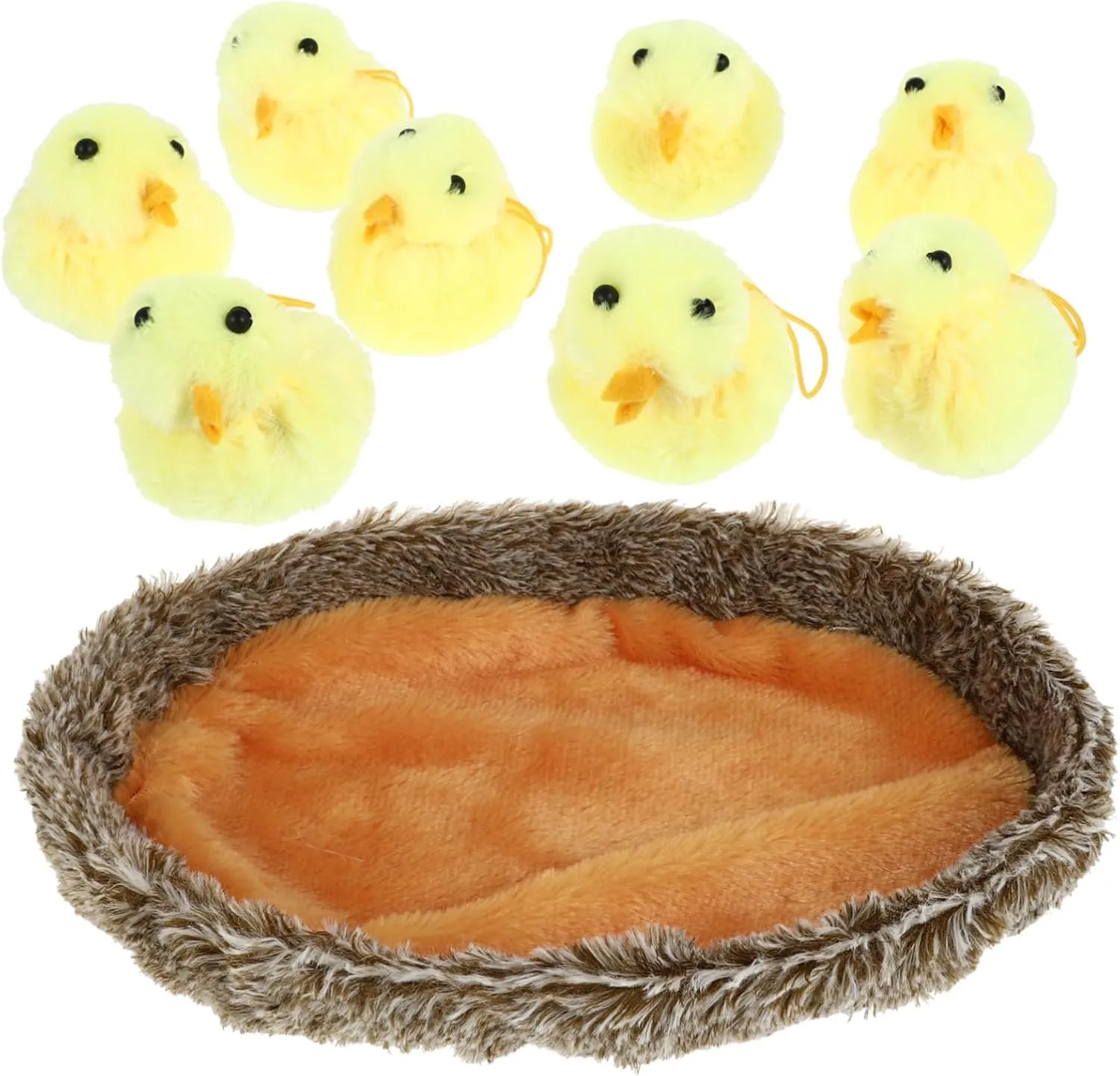 GALPADA 1set Yellow Mini Chick Toy with Nest Adorable Easter Decoration Soft for Home Decor Festivals Mini Chicks Included