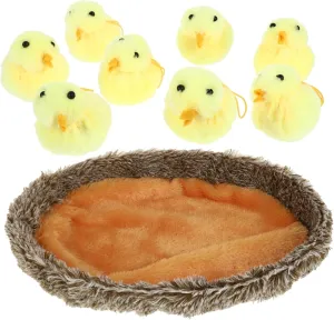 GALPADA 1set Yellow Mini Chick Toy with Nest Adorable Easter Decoration Soft for Home Decor Festivals Mini Chicks Included