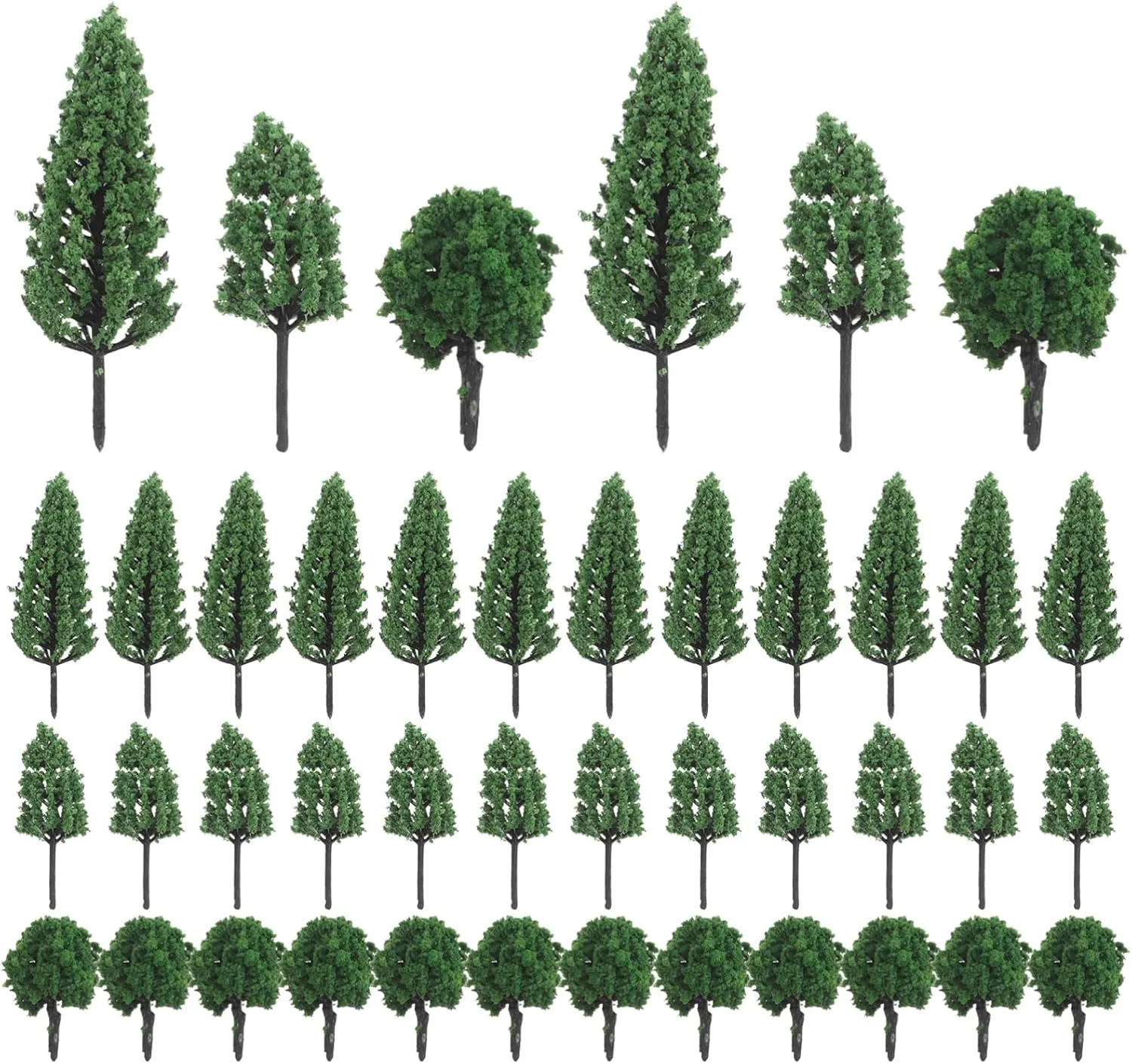 Garneck Realistic Miniature Trees 50pcs Plastic Model Trees for DIY Scenery Enhance Your Model Train and Dollhouse Decor