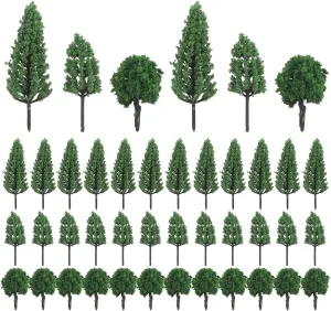 Garneck Realistic Miniature Trees 50pcs Plastic Model Trees for DIY Scenery Enhance Your Model Train and Dollhouse Decor