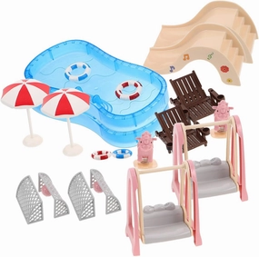 Garneck 2Sets Dollhouse Miniature Furniture and Pool Playset of Swim Accessories Amusement Park for Compact and Portable Dollhouse Decor for Imaginative Play