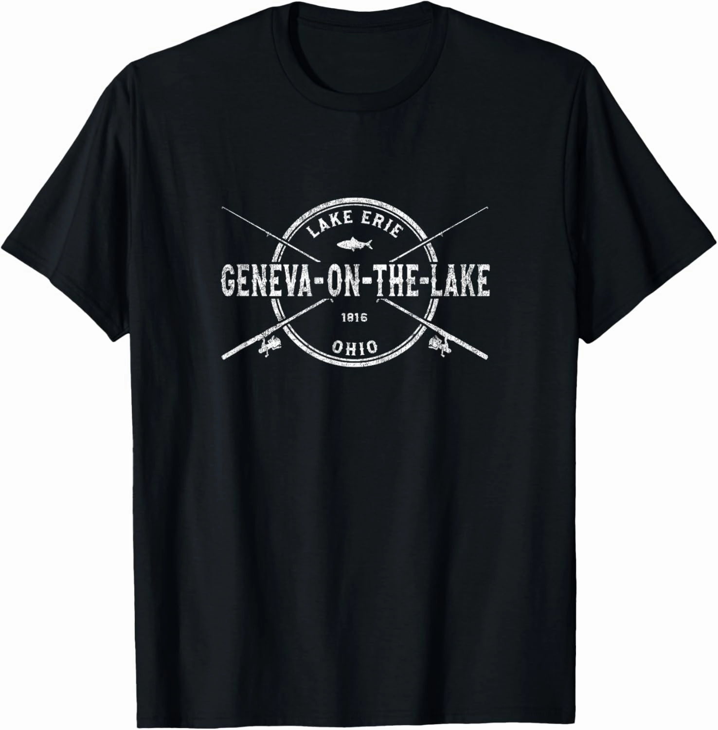 Geneva-On-The-Lake OH Vintage Crossed Fishing Rods T-Shirt