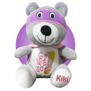 Get Well Soon Gift for Kids - Personalized - Feel Better Superhero Teddy Bear - Get Well Soon Care Package - Child Injuries Gift Basket - Get Well Teddy Bear by Kikilishop (Purple Mask Superhero)