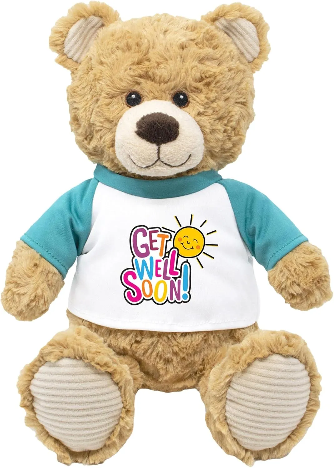 Get Well Soon Teddy Bear Stuffed Animal; Ultra Soft and Cuddly Bear Plush for Kids 3 Years Old to Adults; Child-Safe Embroidered Eyes Wearing Get Well Soon Shirt; (9" Tall Seated)