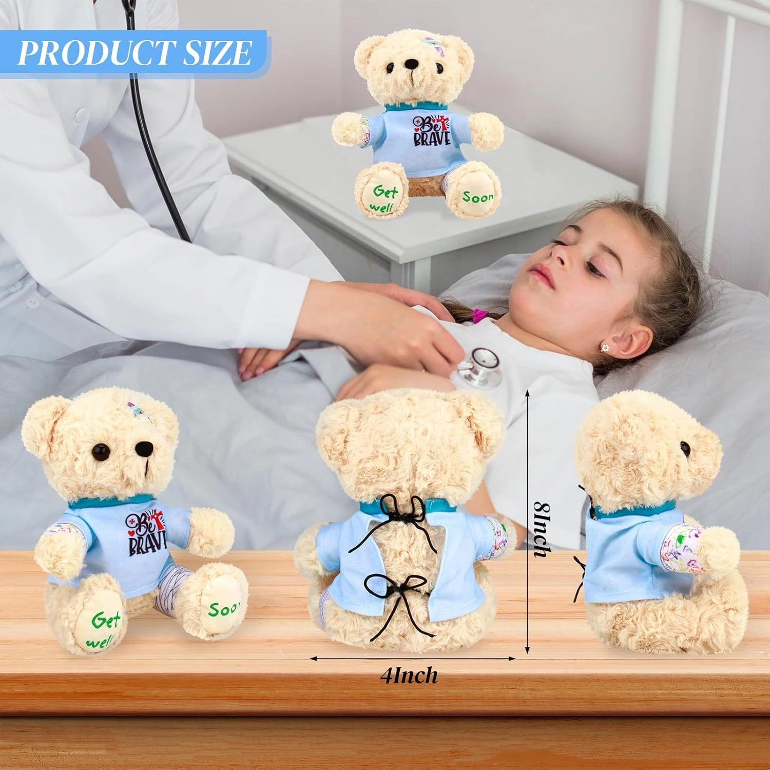 Get Well Soon Gifts for Kids - Get Well Soon Bear Stuffed Animal, Broken Arm Leg Gifts for Kids Adult After Surgery, 8 Inch Soft Get Well Teddy Bear Plush Feel Better Recovery Gift for Comforting