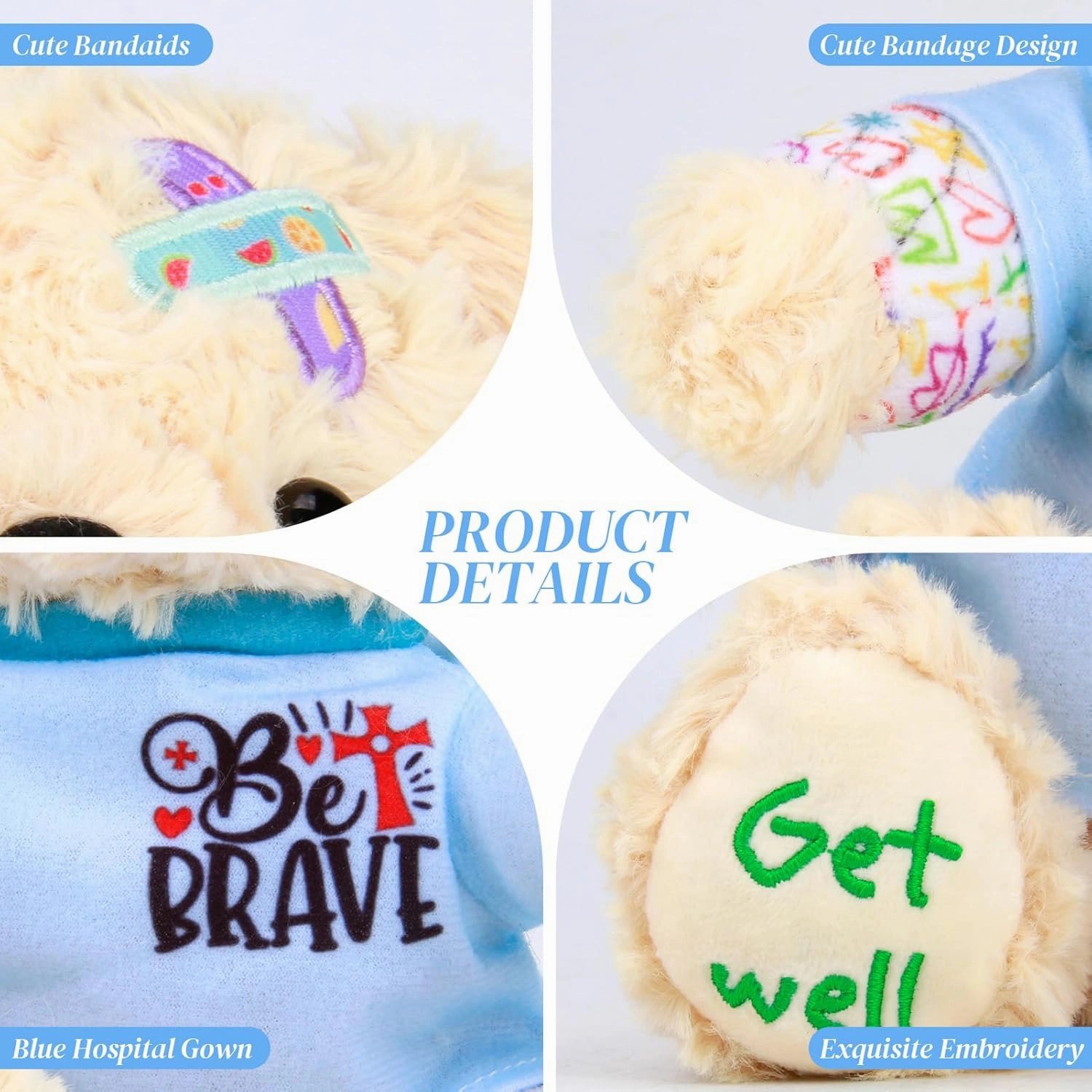 Get Well Soon Gifts for Kids - Get Well Soon Bear Stuffed Animal, Broken Arm Leg Gifts for Kids Adult After Surgery, 8 Inch Soft Get Well Teddy Bear Plush Feel Better Recovery Gift for Comforting