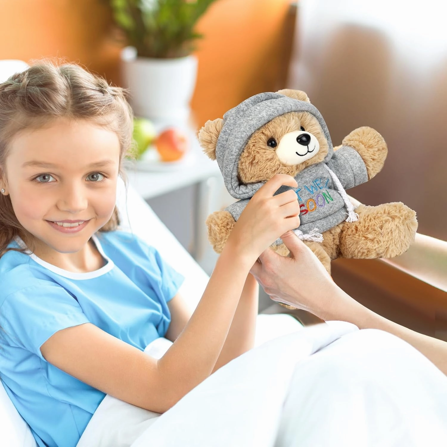 Get Well Soon Teddy Bear Stuffed Animal with Gift Box Removable Hoodie for Comfort and Love, for Kids, Women & Men in Tough Time, Get Well Soon Gifts Basket with Beautiful Greeting Card