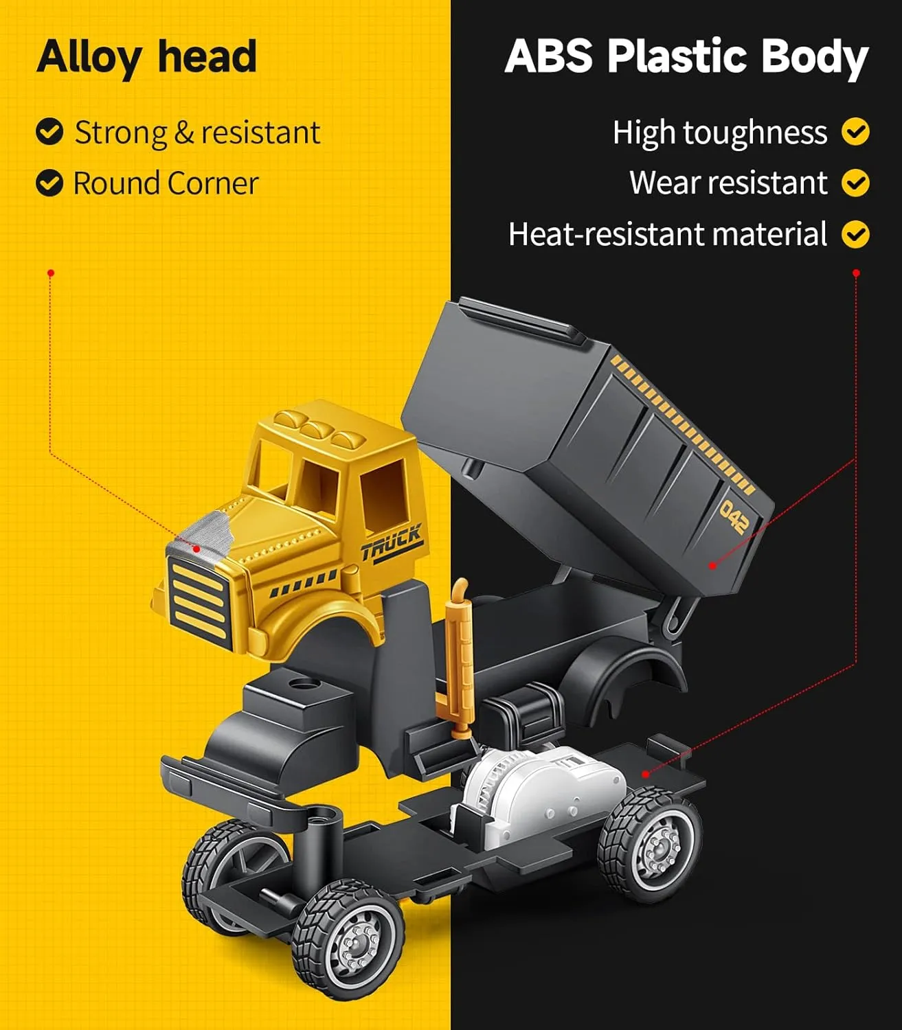Geyiie Alloy Small Construction Cars Vehicles, Die Cast Mini Construction Truck Toys, Heavy Duty Bulldozers Excavator Cement Dump Toys Outdoor Easter Gifts for Kids Toddler