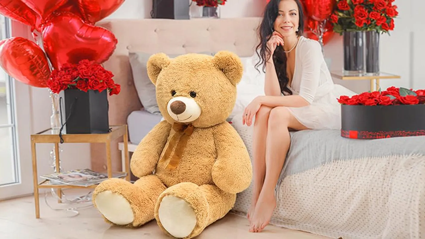 Giant Teddy Bear Stuffed Animal 3Ft,36'' Big Bear for Kid,Large Stuffed Bear for Baby Shower, Teddy Bear for Girlfriend Boyfriend Wife Mom Fiancée Valentine'S Birthday, Tan