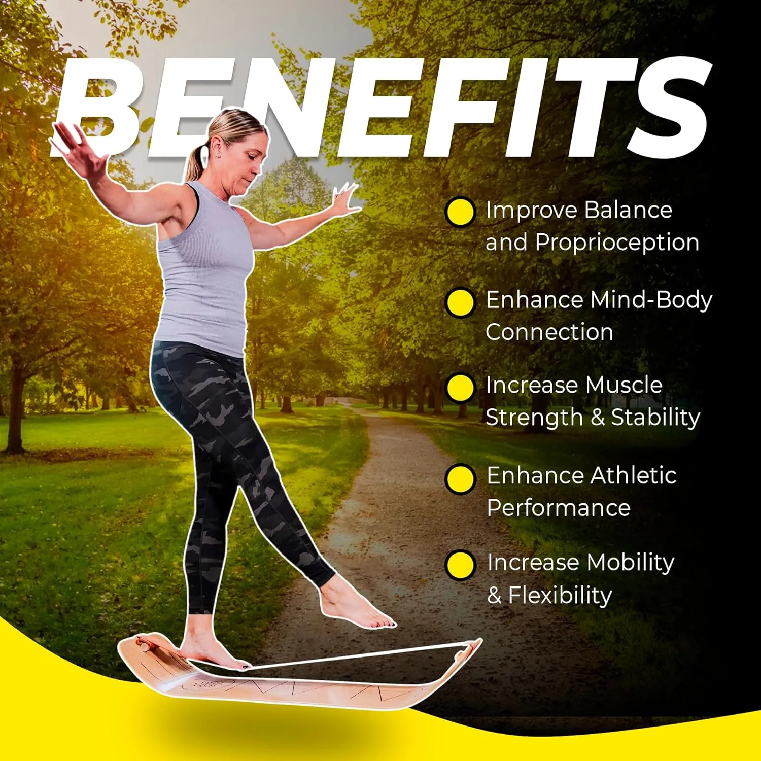 GIBBON GiBoard Balance Board Kids & Adults - Slack Board Workout Equipment Home Gym Training - Wooden Balance Boards for Adults Trainer - Standing Desk Exercise - Yoga, Agility, Pilates, Core & More