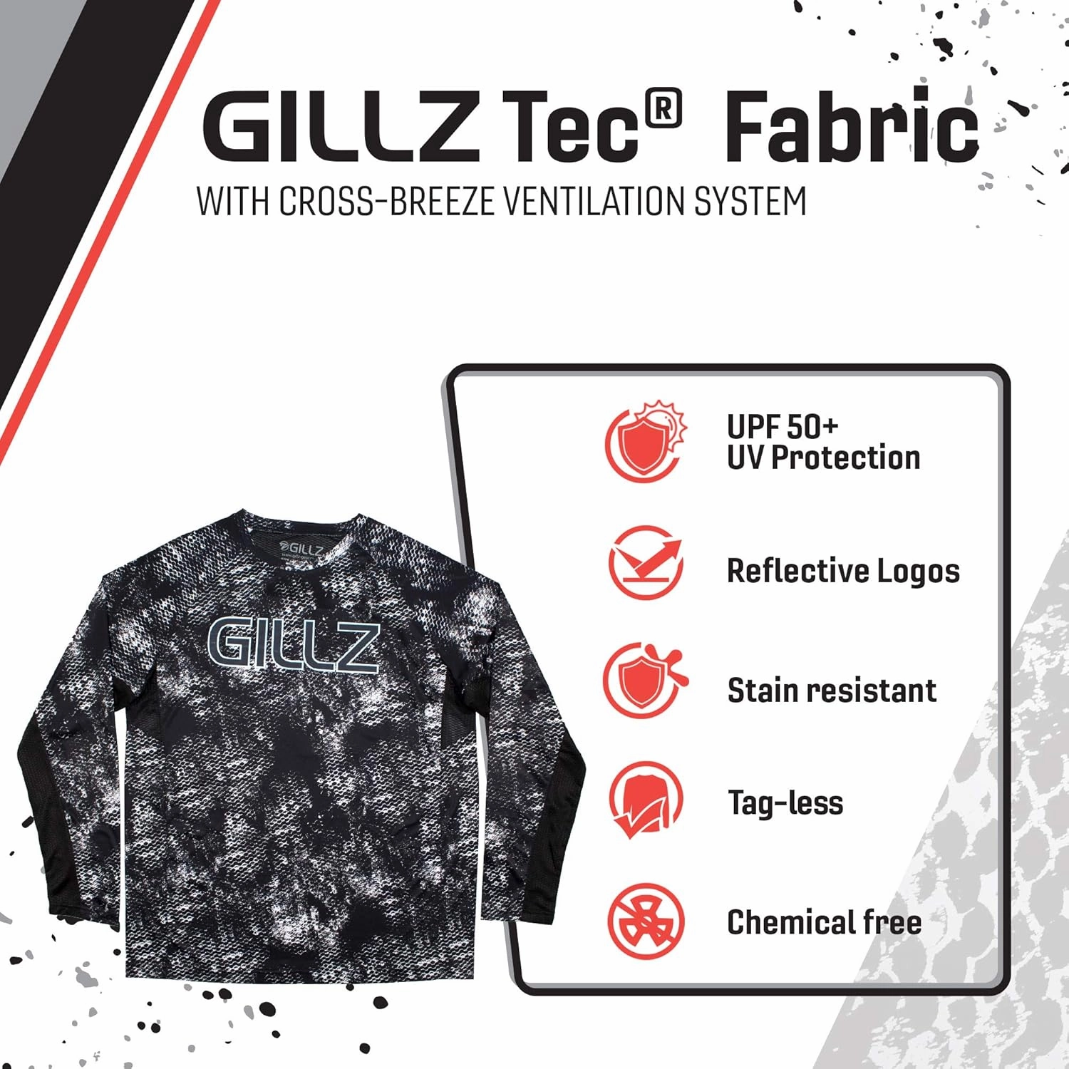 Gillz Men's Tournament UV Protective Lightweight Moisture Wicking Breathable Stain Resistant Long Sleeve Fishing Shirt