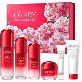 Ginseng Anti-Aging Skincare Set For Women 6-In-1 Skin Care Kit Moisturizing Reviving Smooth Skin Valentine's Day Gift