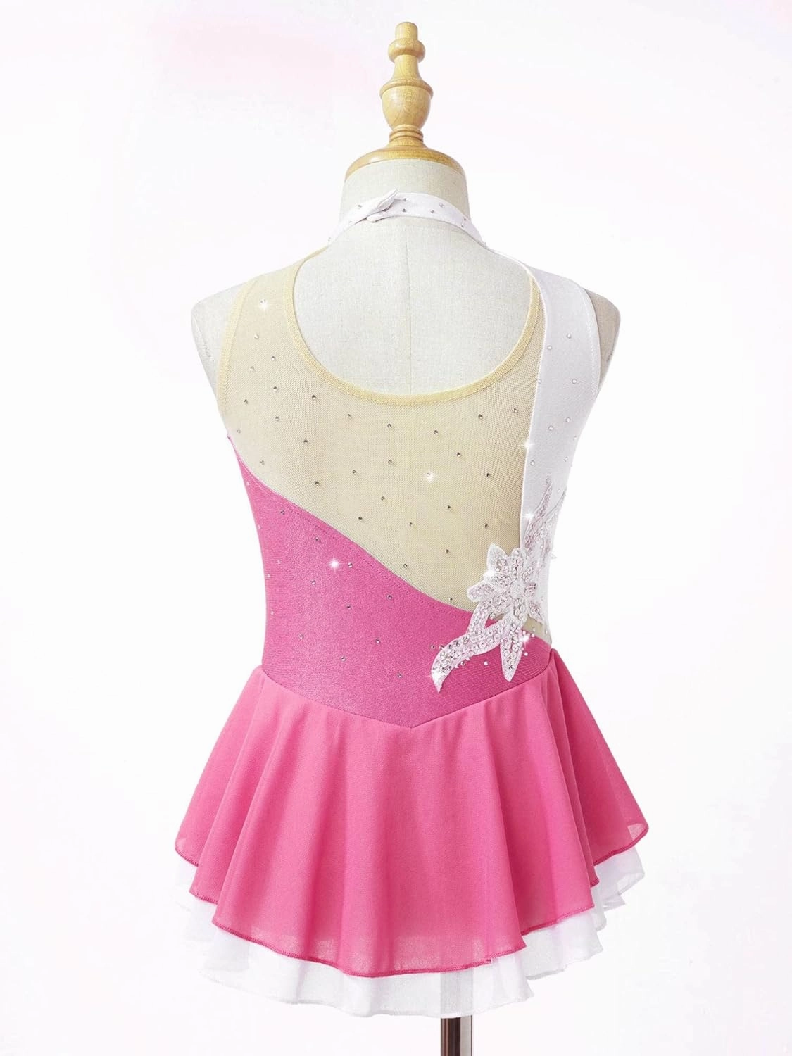 Girls Shiny Sequins Sleeveless Figure Ice Skating Dress Dance Gymnastics Leotard Performance Dancewear