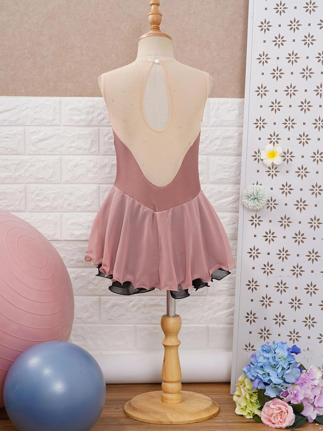 Girls Sparkle Ballet Lyrical Dance Dress Sleeveless Gymnastics Leotard Skirt Figure Ice Skating Dress Yoga Bodysuit