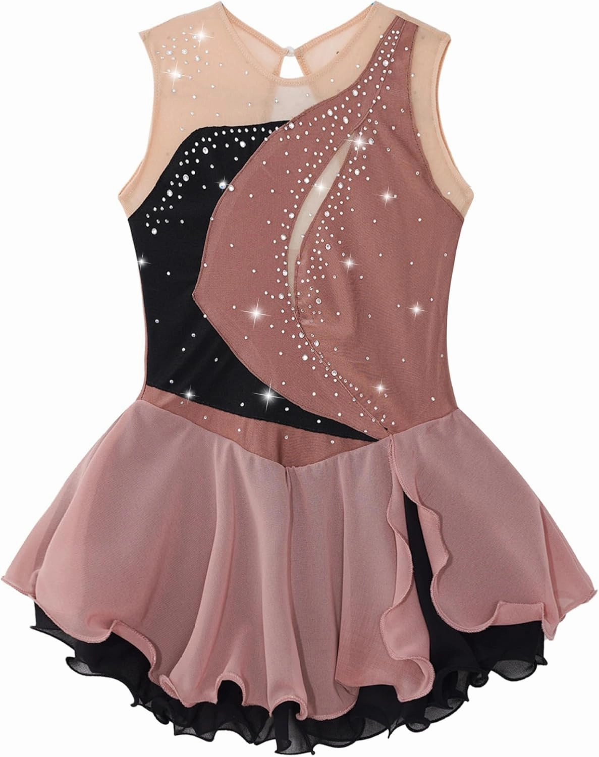 Girls Sparkle Ballet Lyrical Dance Dress Sleeveless Gymnastics Leotard Skirt Figure Ice Skating Dress Yoga Bodysuit