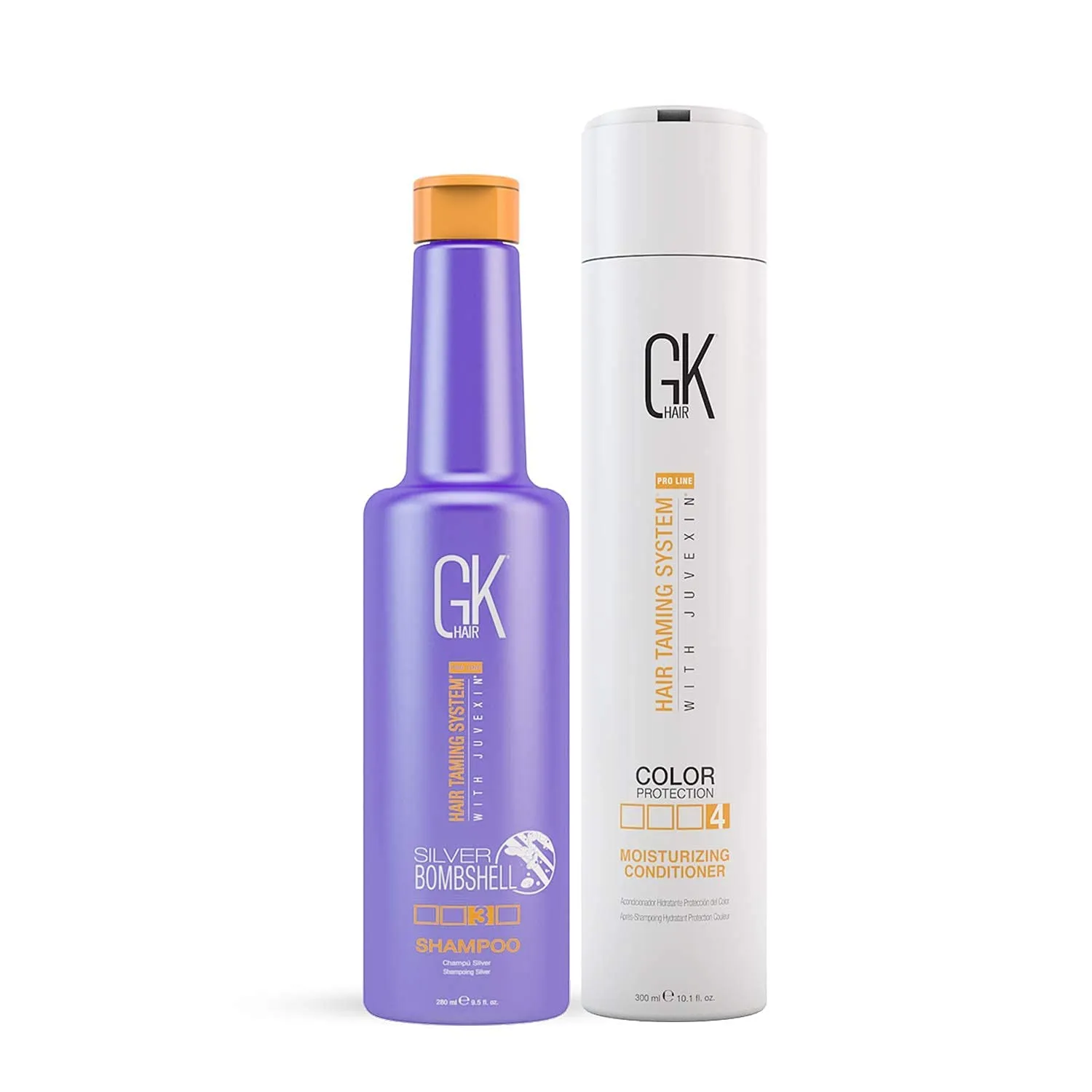 GK HAIR Global Keratin Moisturizing Conditioner and Silver Bombshell Purple Shampoo Set for Blonde & Gray Hair – Hydrating, Color-Protecting Formula for Damaged, Frizz Control & Damage Repair