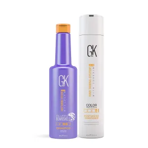 GK HAIR Global Keratin Moisturizing Conditioner and Silver Bombshell Purple Shampoo Set for Blonde & Gray Hair – Hydrating, Color-Protecting Formula for Damaged, Frizz Control & Damage Repair