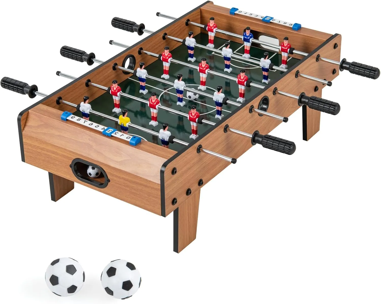 GLACER 27 Inch Foosball Table, Portable Soccer Table Game with 2 Footballs & Score Keeper, Wood Indoor Tabletop Soccer Game Set, Mini Foosball Table for Kids & Adults, Home, Game Room, Party