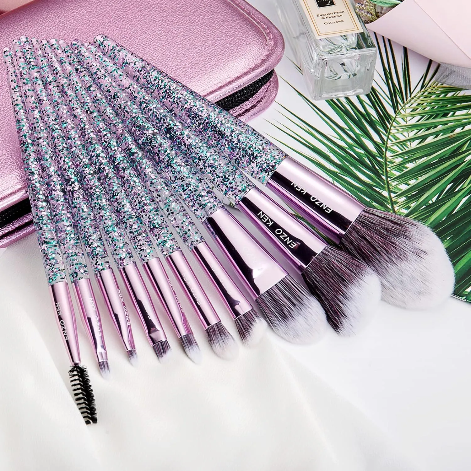 Glitter Makeup Brushes Set with Case, Vegan Makeup Brush Set Professional, Colorful Cosmetic Brushes Makeup Set, Make up Brush Vegan, Make up Brushes Set Professional, Makeup Brush Set Vegan