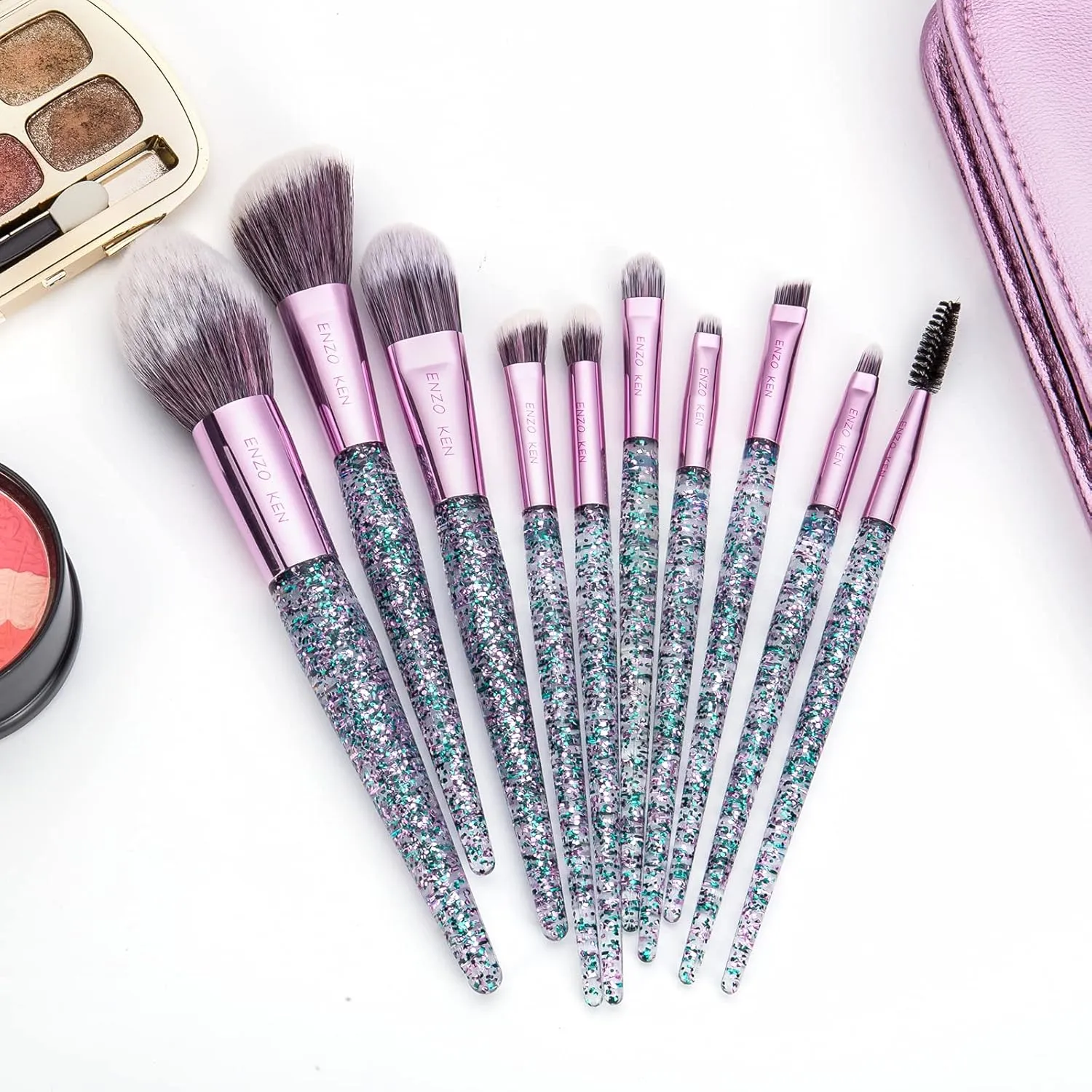 Glitter Makeup Brushes Set with Case, Vegan Makeup Brush Set Professional, Colorful Cosmetic Brushes Makeup Set, Make up Brush Vegan, Make up Brushes Set Professional, Makeup Brush Set Vegan