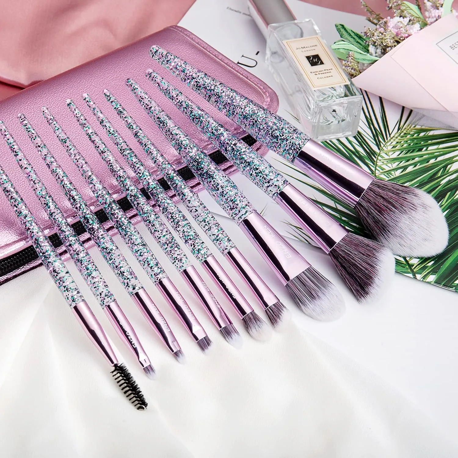 Glitter Makeup Brushes Set with Case, Vegan Makeup Brush Set Professional, Colorful Cosmetic Brushes Makeup Set, Make up Brush Vegan, Make up Brushes Set Professional, Makeup Brush Set Vegan