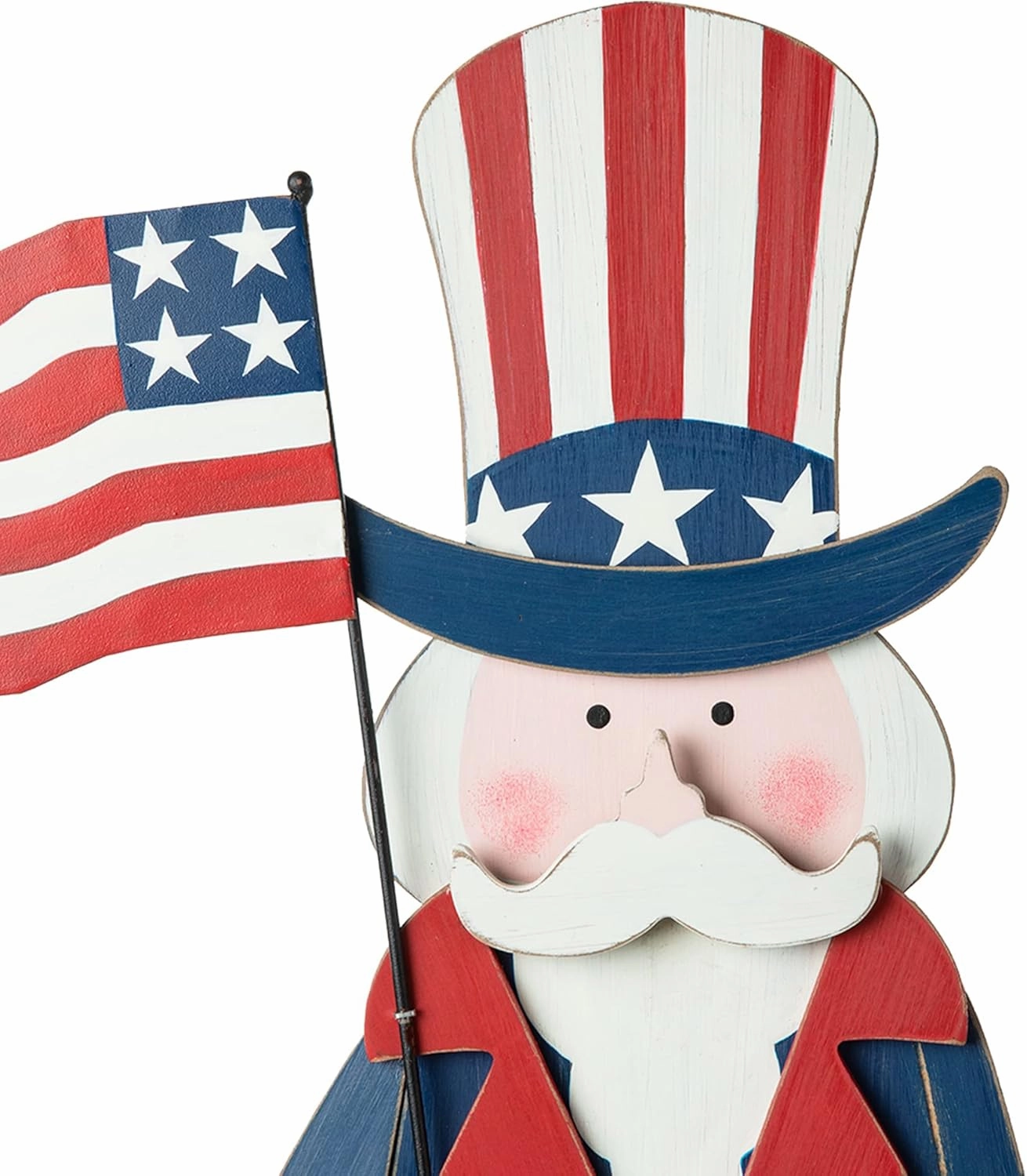 Glitzhome 36" H Wooden Uncle Sam Patriotic Garden Yard Stake, 4th of July Wall Decor/Porch Decor for Home Yard Front Door National Day Decoration