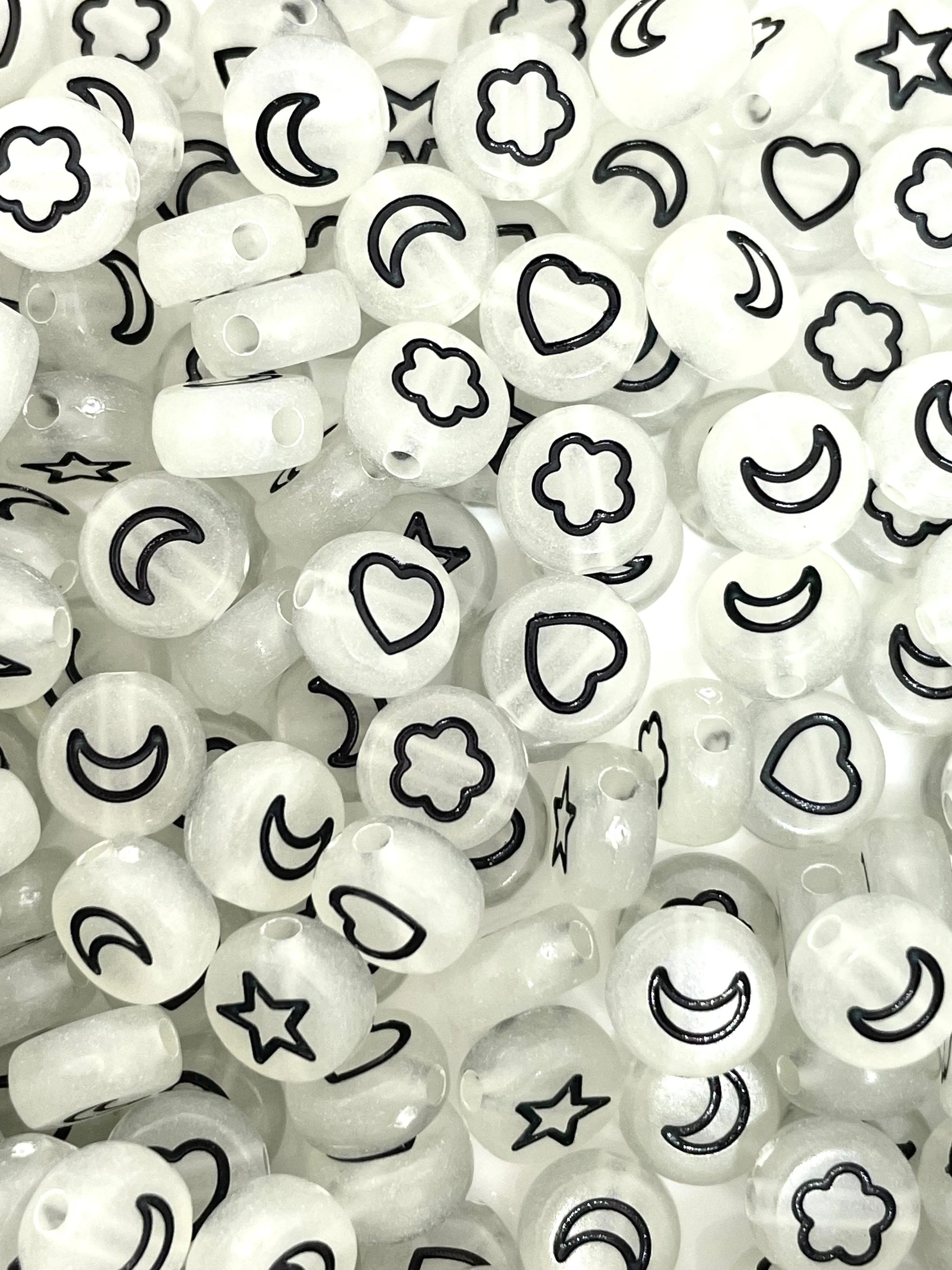 Glow in Dark Spacer Beads, Moon, Star, Heart, Flower Letter Spacer Beads, Letter Beads, Glow Beads for Bracelet, Kids Craft, Coin Beads
