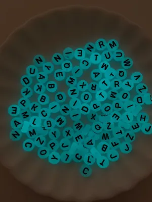 Glow in the Dark Alphabet Beads, Spacer Beads, DIY Jewelry, Round DIY letter beads, DIY Beads