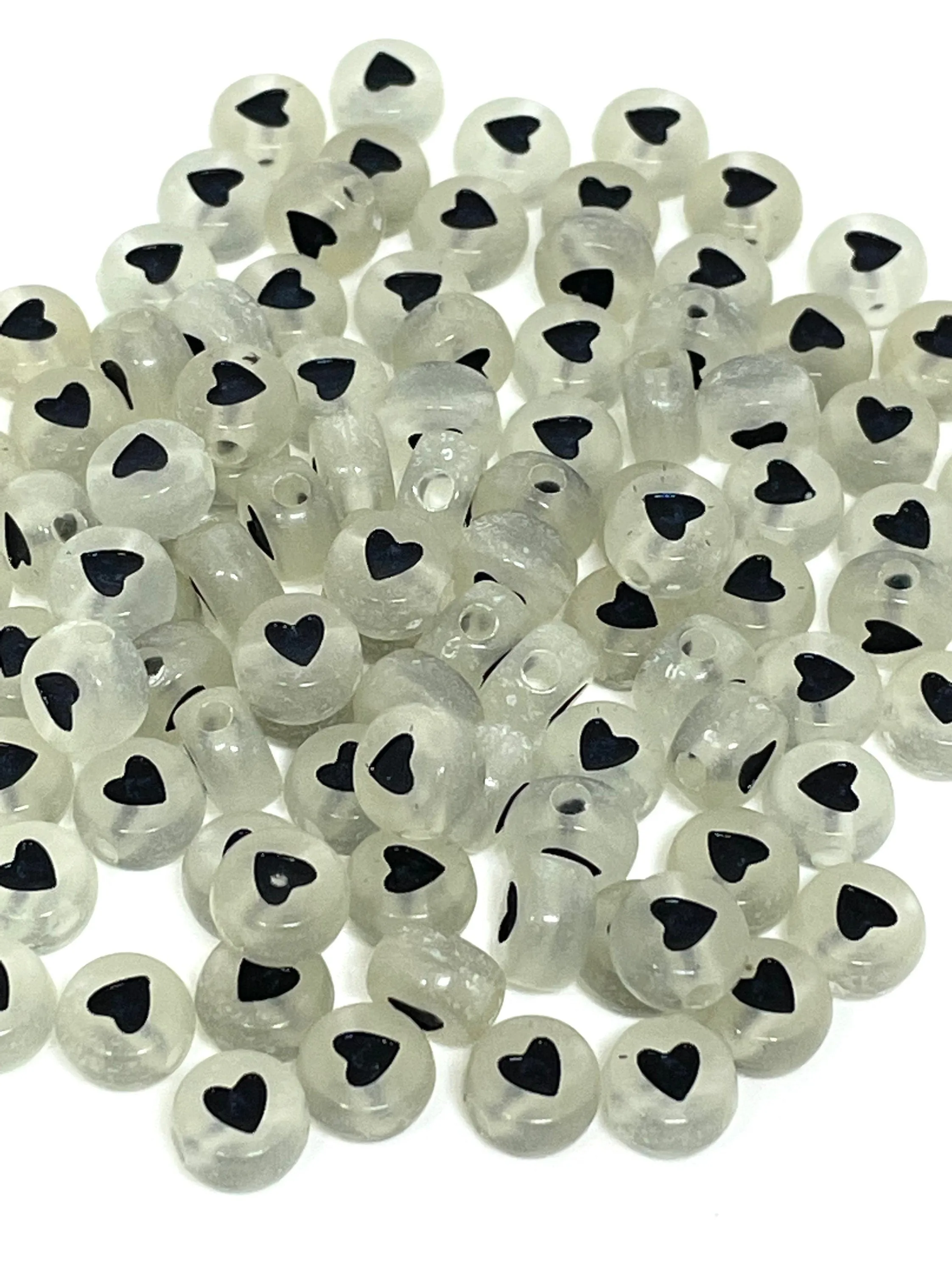 Glow in the Dark Letter Beads, Spacer Beads, Heart Beads for Bracelet, DIY Name Jewelry