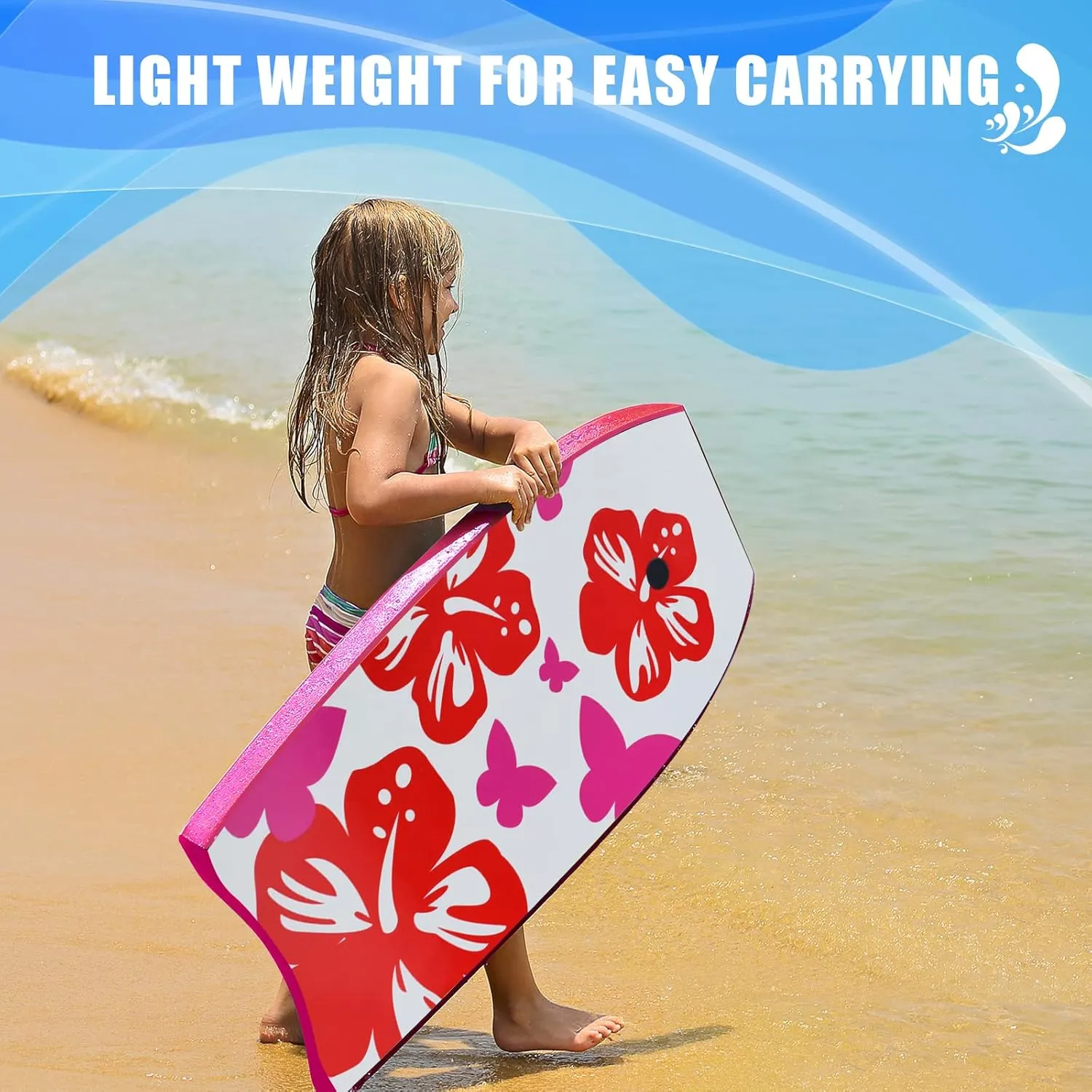 Goplus Boogie Boards for Beach, 33/37/41 Inches Lightweight Body Board w/ Wrist Leash, EPS Core, XPE Deck, HDPE Slick Bottom, Surfboard for Kids Teens Adults Surfing