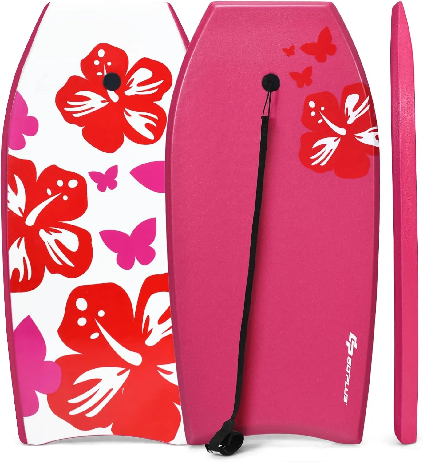 Goplus Boogie Boards for Beach, 33/37/41 Inches Lightweight Body Board w/ Wrist Leash, EPS Core, XPE Deck, HDPE Slick Bottom, Surfboard for Kids Teens Adults Surfing