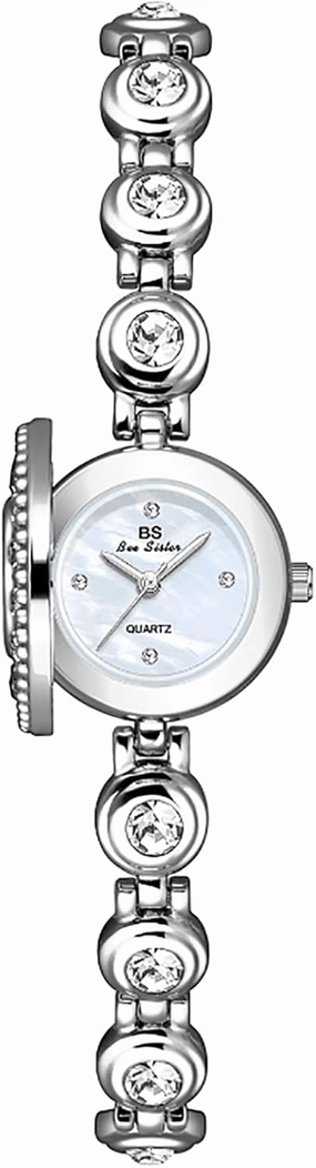 Gosasa Fashion Women's Dress Watch Elegant Zircon Round dial Ladies Bracelet Waterproof Watch with Flipped Watch Cover