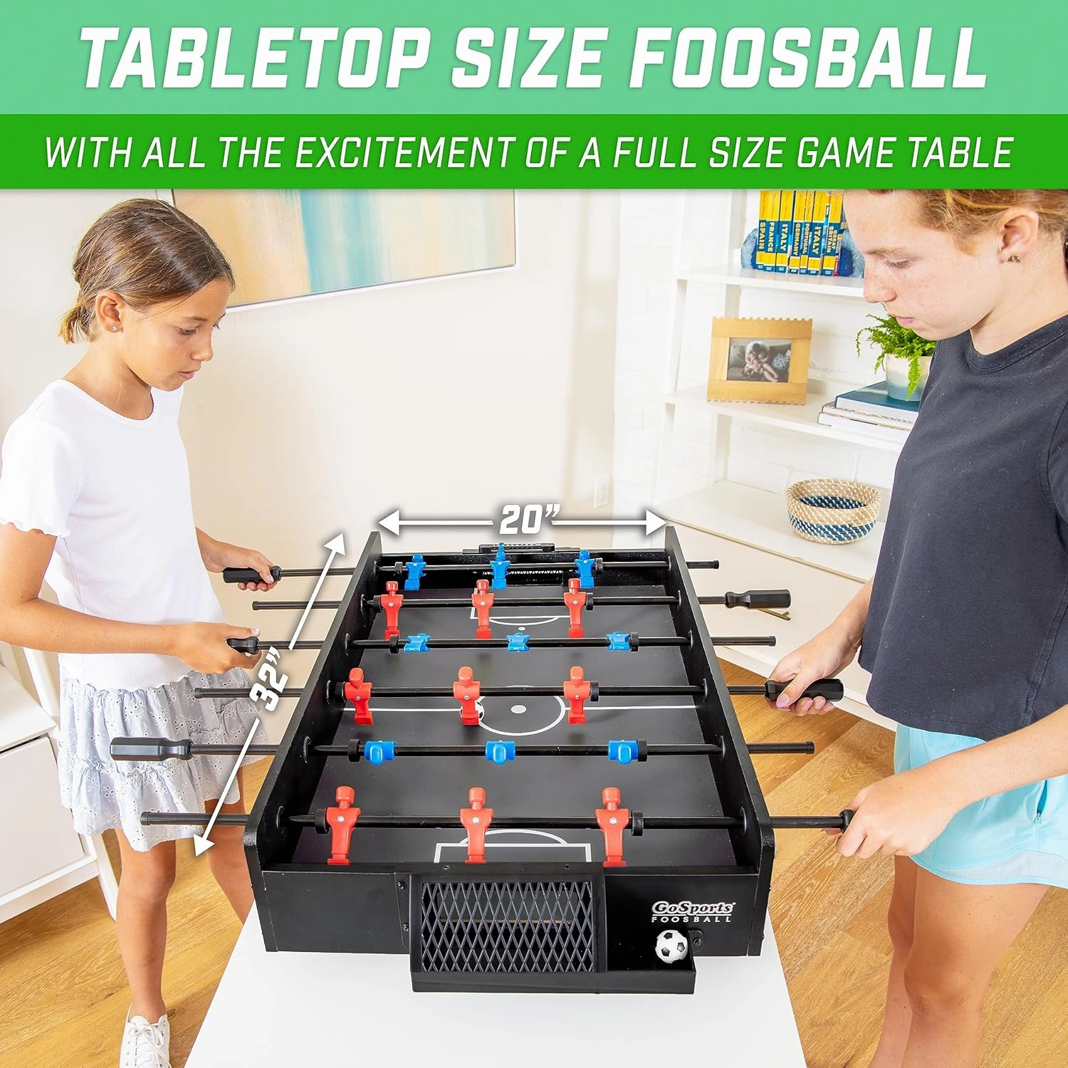 GoSports 32 Inch Tabletop Foosball Game Set - Oak or Black