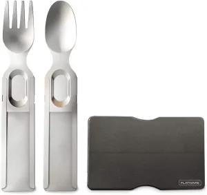 GOSUN Flatware Set -Wallet Sized | Reusable Travel Silverware Set with Case | Stainless Steel Camping Utensils | Portable & Compact | Ideal for Camping & Outdoor Adventures | Silver