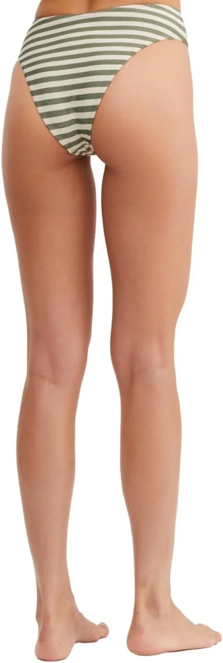 Gottex Au Naturel Golden Hour Women’s Black and Ivory Stripe High Waist Bikini Bottom with Texture Lurex and High Leg