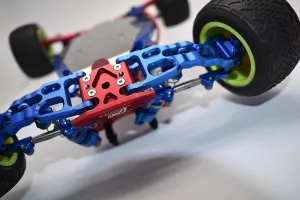 GPM for Losi 1/18 Mini-T 2.0 2WD Stadium Truck Upgrade Parts Aluminum Front Bumper with D-Rings   Aluminum Front Skid Plate - 5Pc Set Blue