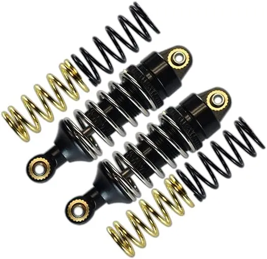 GPM for Traxxas 1/16 Mini E-Revo, Mini Slash, Mini Summit Upgrade Parts Aluminum Front/Rear Adjustable Spring Damper (1.2mm,1.3mm & 1.4mm Coil Springs) with Aluminum Ball Ends - 1Pr Set Black