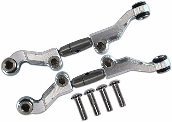 GPM For Losi 1/18 Mini-T 2.0 2WD Stadium Truck Upgrade Parts Aluminum   Stainless Steel Adjustable Front Steering Tie Rod - 6Pc Set Silver