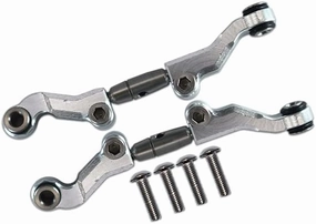 GPM For Losi 1/18 Mini-T 2.0 2WD Stadium Truck Upgrade Parts Aluminum   Stainless Steel Adjustable Front Steering Tie Rod - 6Pc Set Silver