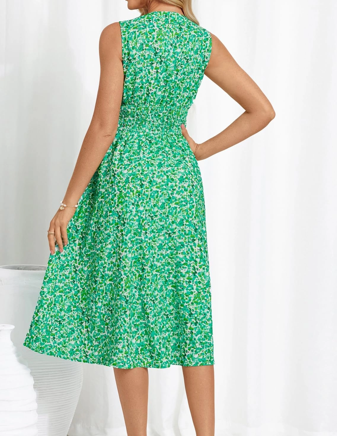 GRACE KARIN Women's 2025 Casual Summer Tank Dress V Neck Sleeveless Midi Floral Beach Dress with Pockets