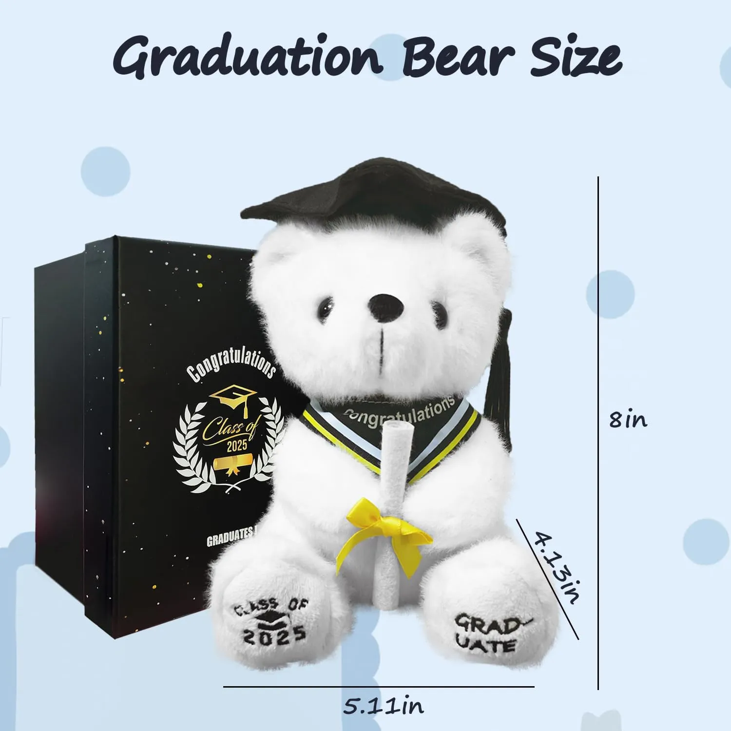 Graduation Bear Gifts for Her Class of 2025 Graduation Plush，Teddy Bear Stuffed Animal with Cap and Gown College High School Graduation Gifts for Boys & Girls
