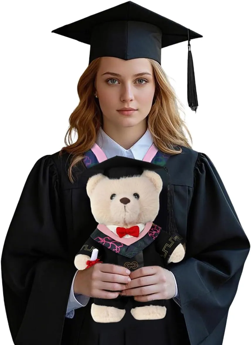 Graduation Teddy Bear - Soft Plush Toy with Graduation Cap, for Graduation Celebration for Music, Beige