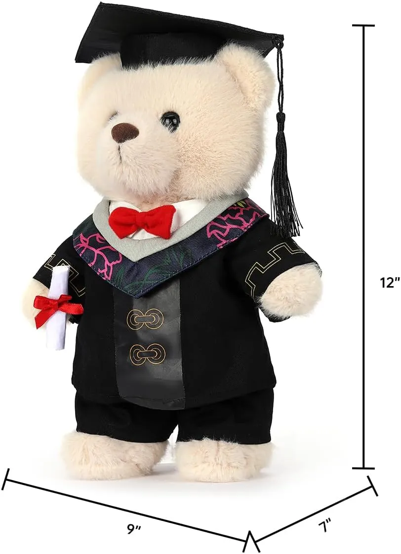 Graduation Teddy Bear - Soft Plush Toy with Graduation Cap, for Graduation Celebration for Music, Beige
