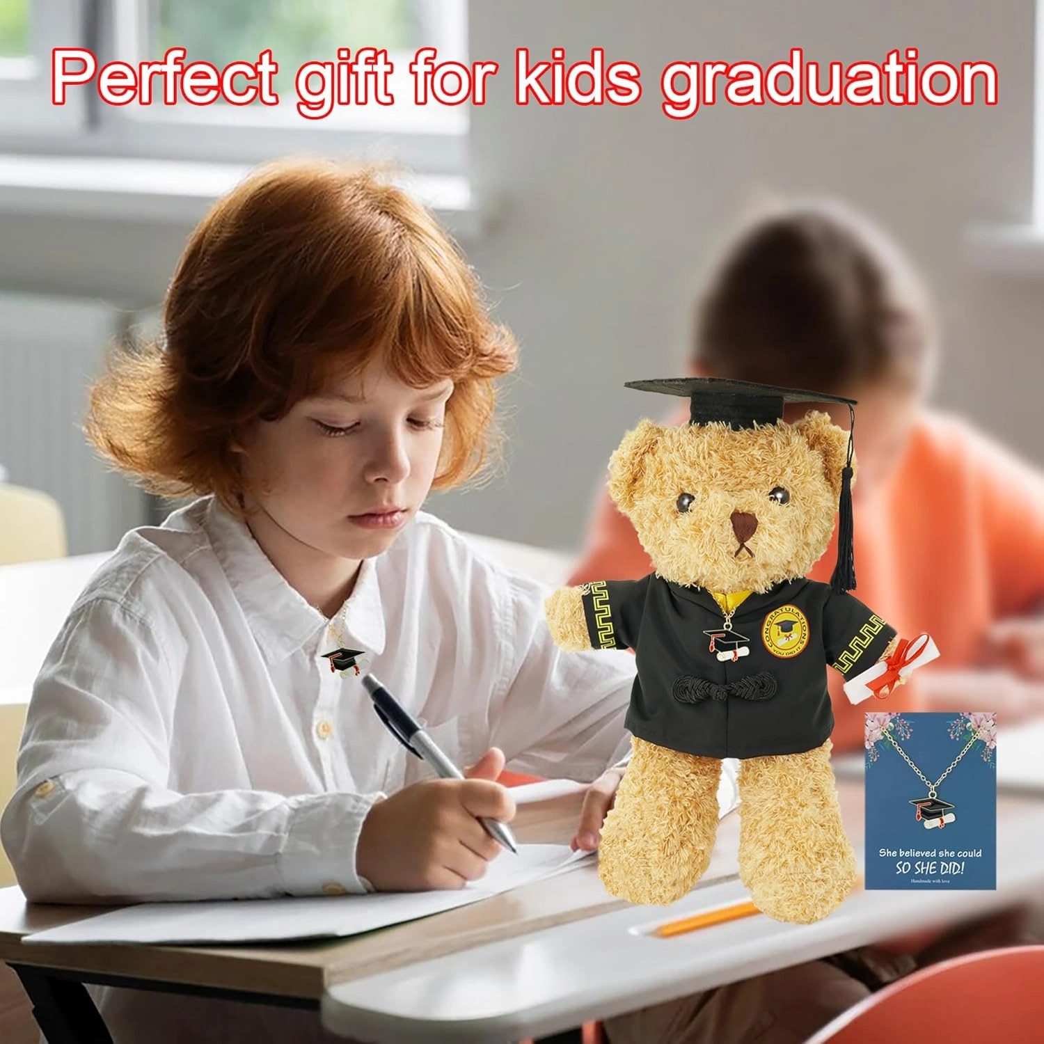 Graduation Bear Gift for Preschool Kindergarten Graduate Stuffed Animal Plush Soft Teddy Bear with Diploma Necklace Class of 2024