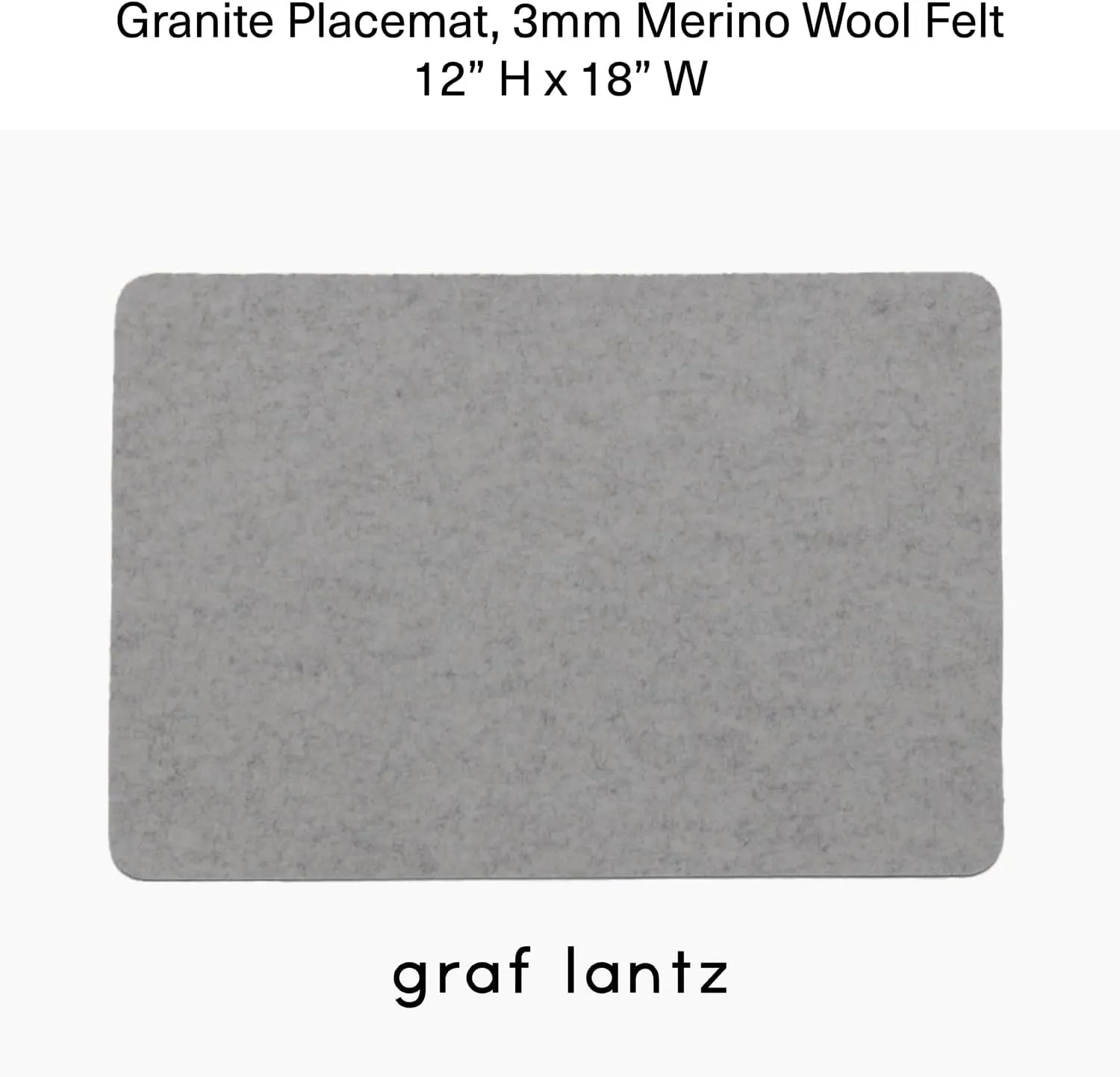Graf Lantz - Merino Wool Rectangle Placemat - Granite (12" H x 18" W) - 3mm Merino Wool Felt Table Mat - Moisture Wicking - Odor, Stain, Heat & Dirt Resistant - Luxury Home Decor - Made in The USA